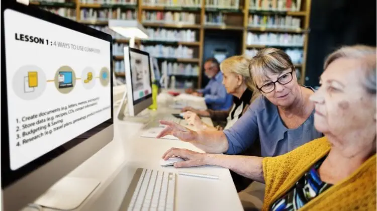 Seniors taking free online courses