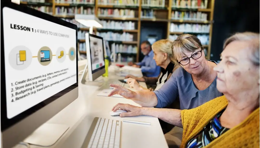 Seniors taking free online courses