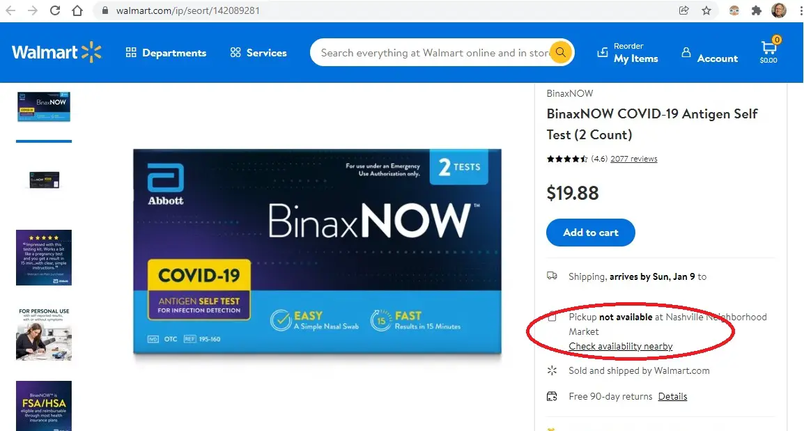 Ordering a Covid test from Walmart