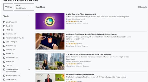 free onlnie courses from udemy