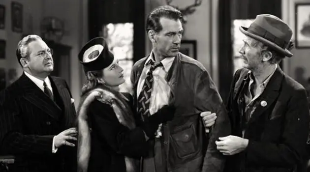 Edward Arnold, Barbara Stanwyck, Cooper, and Walter Brennan in Meet John Doe, 1941
