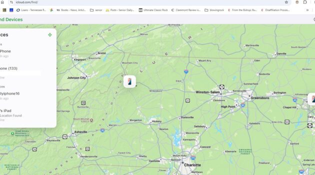 Screen capture of Find My Devices on a PC